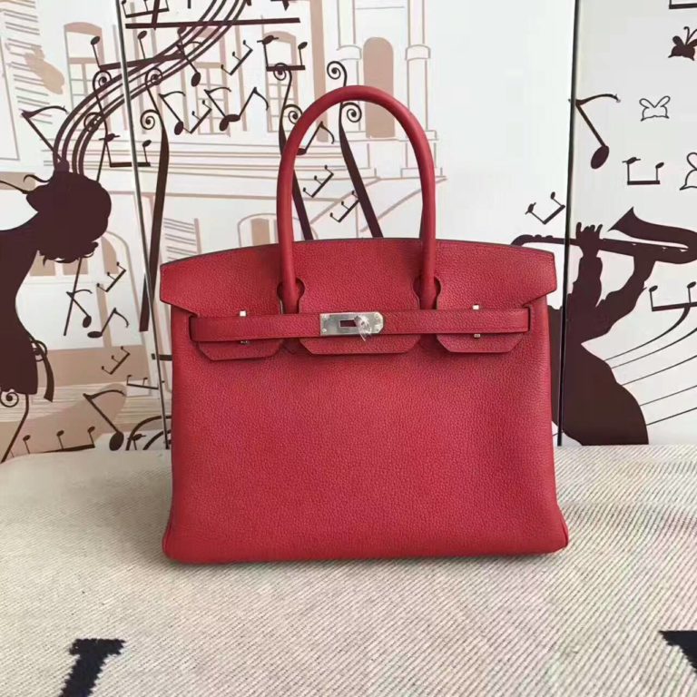 Hermes Birkin Bag  30cm in Q5 Rouge Casaque Togo Leather