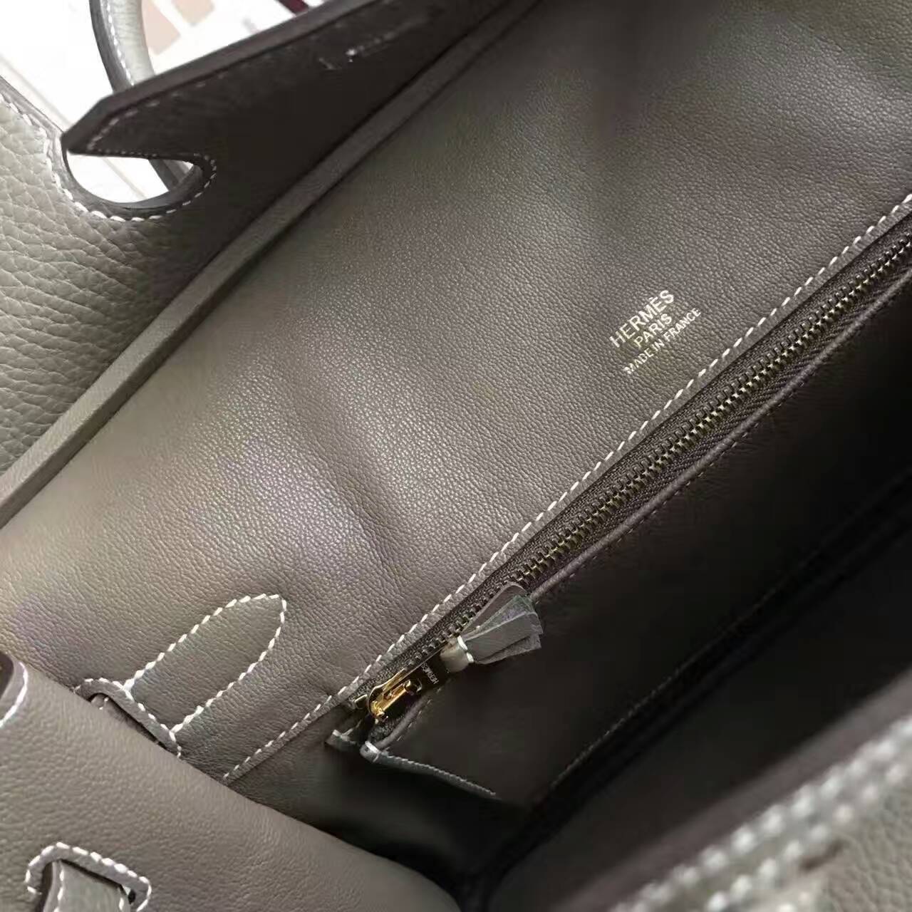 On Sale Hermes CK18 Etoupe Grey Togo Leather Ghillies Birkin Bag 30cm