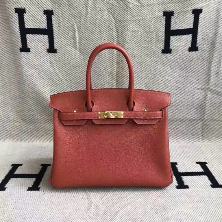 Hermes 6C Cuivre Togo Calfskin Leather Birkin Bag  30cm