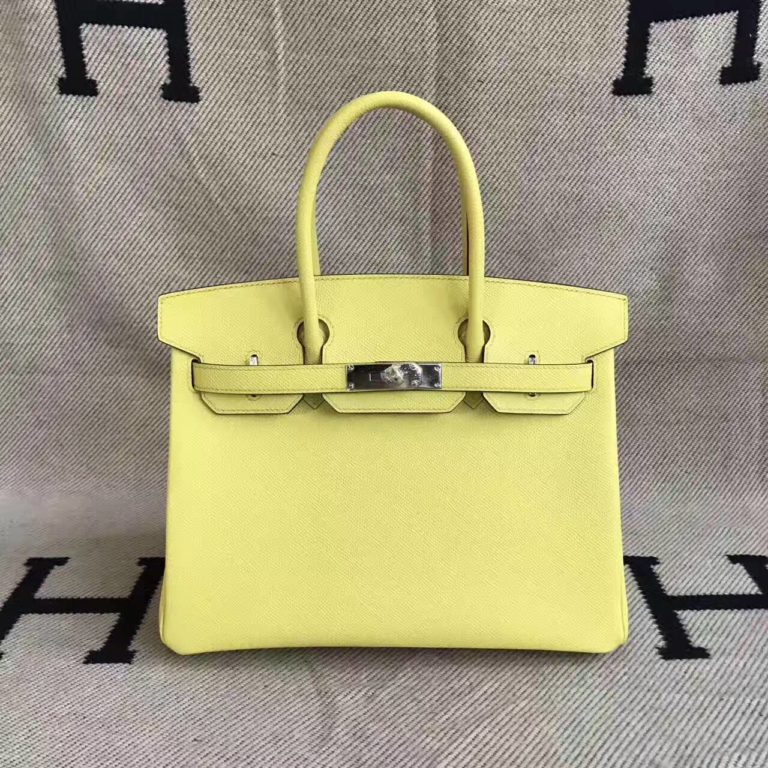 On Hermes Birkin Bag  30cm in 9R Lemon Yellow Epsom Leather