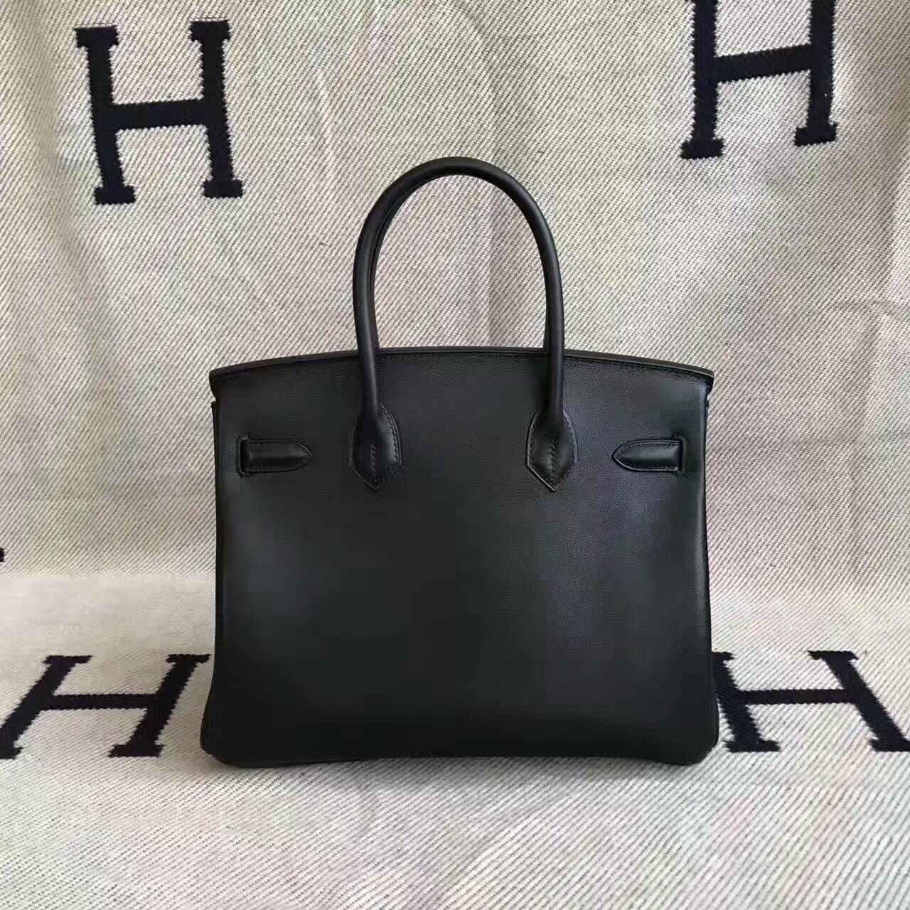 Wholesale Hermes Black Swift Calfskin Leather Birkin Bag 30cm