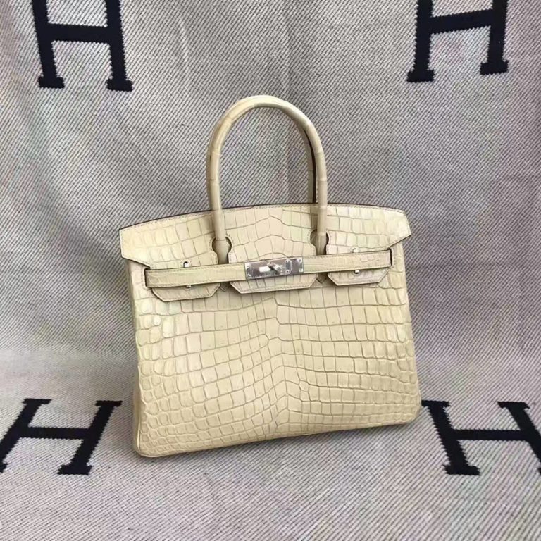 Hermes 1C Yellow Crocodile Matt Leather Birkin Handbag  30cm