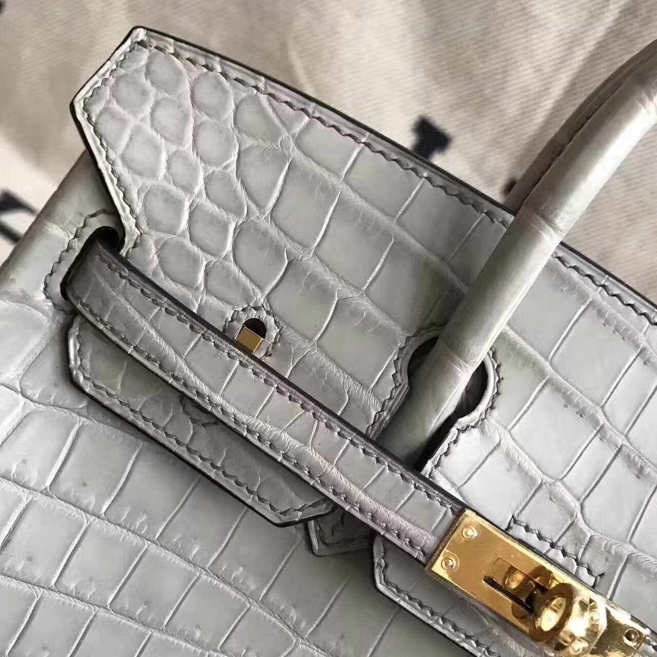 New Arrival Hermes Galaxy Grey Crocodile Matt Leather Birkin Bag 30cm