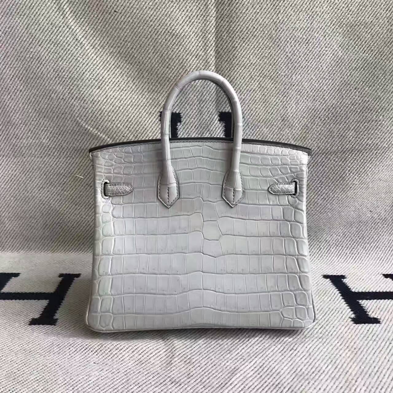 New Arrival Hermes Galaxy Grey Crocodile Matt Leather Birkin Bag 30cm