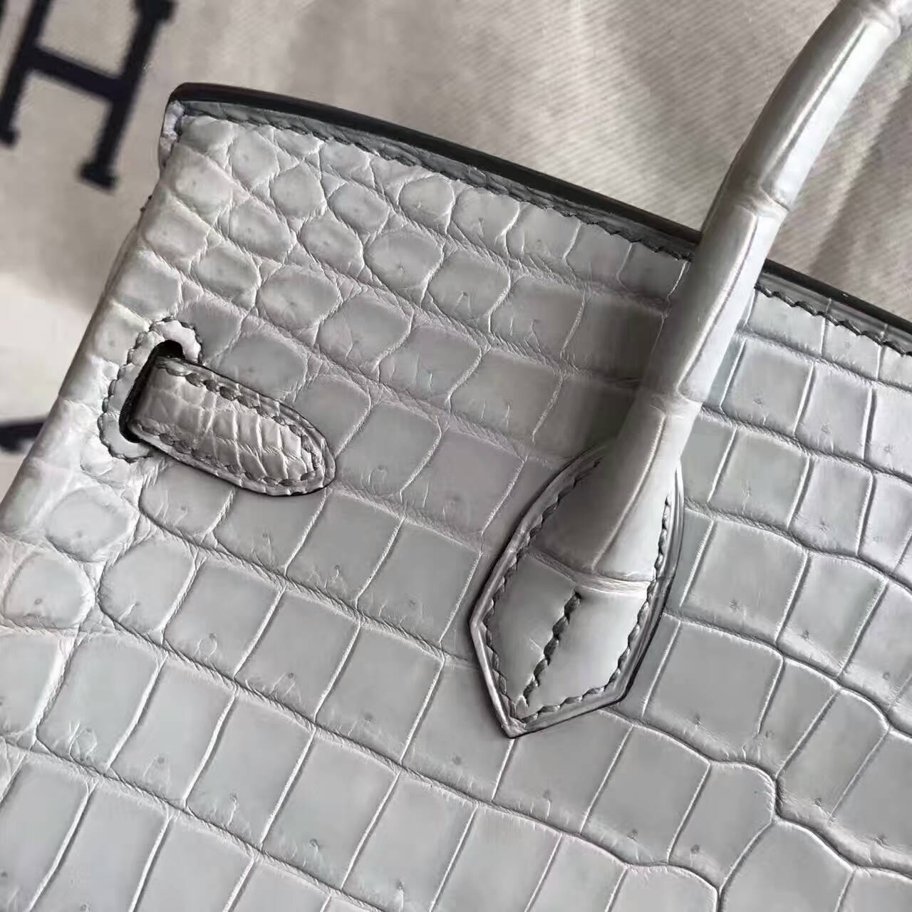 New Arrival Hermes Galaxy Grey Crocodile Matt Leather Birkin Bag 30cm