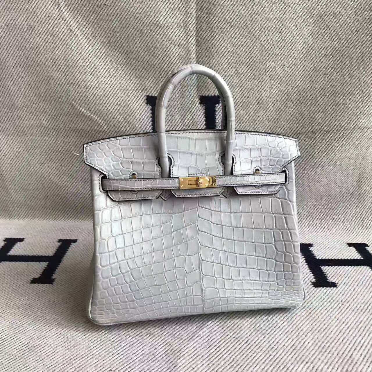 New Arrival Hermes Galaxy Grey Crocodile Matt Leather Birkin Bag 30cm