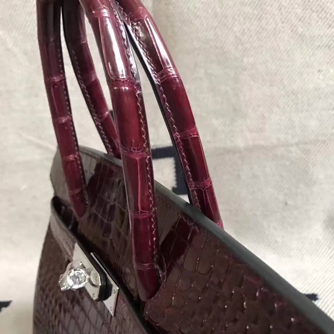 On Sale Hermes CK57 Bordeaux Crocodile Shiny Leather Birkin Bag 30cm