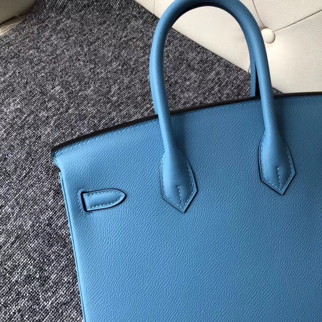 Stock Hermes P3 Blue de Nord Epsom Calf Birkin25CM Women&#8217;s Bag Silver Hardware