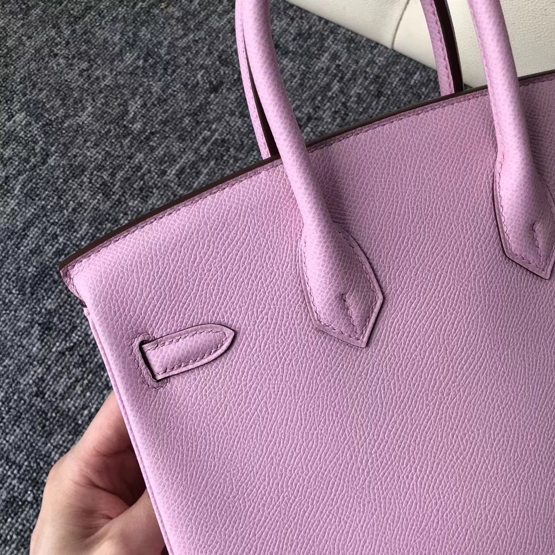 Pretty Hermes Epsom Calf X9 Mauve Sylvestre Birkin Bag25CM Silver Hardware
