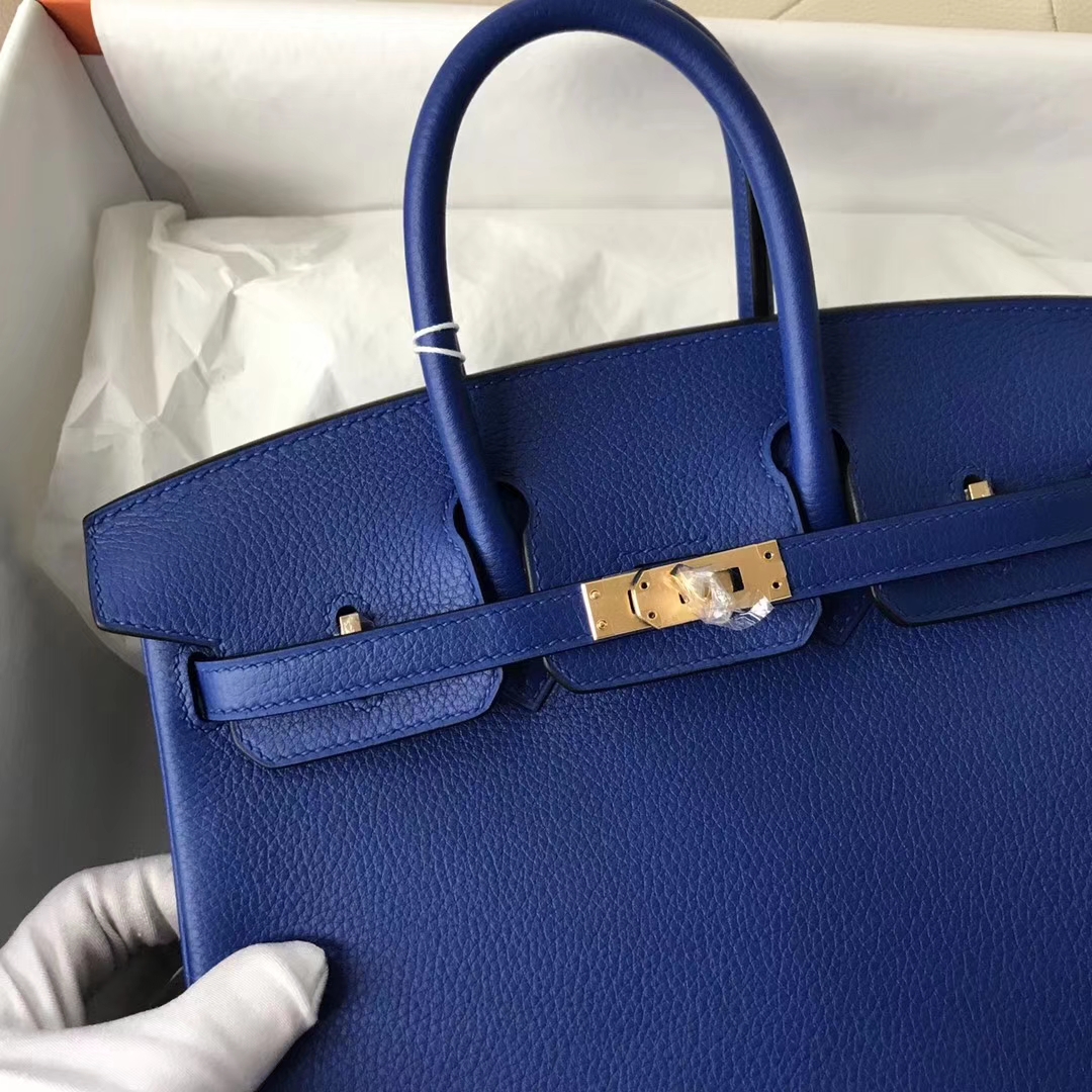 New Arrival Hermes Togo Calf Birkin Bag25CM in I7 Blue Zellige Gold Hardware
