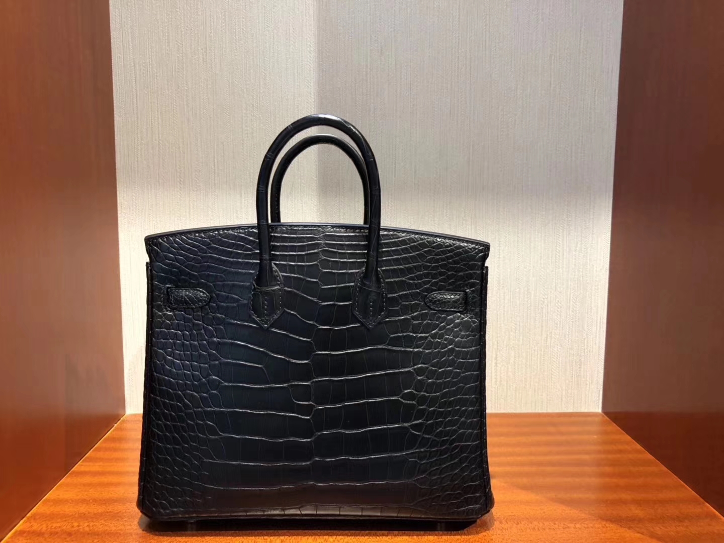 Wholesale Hermes Matt Crocodile Birkin25CM Tote Bag in CK89 Noir Gold Hardware
