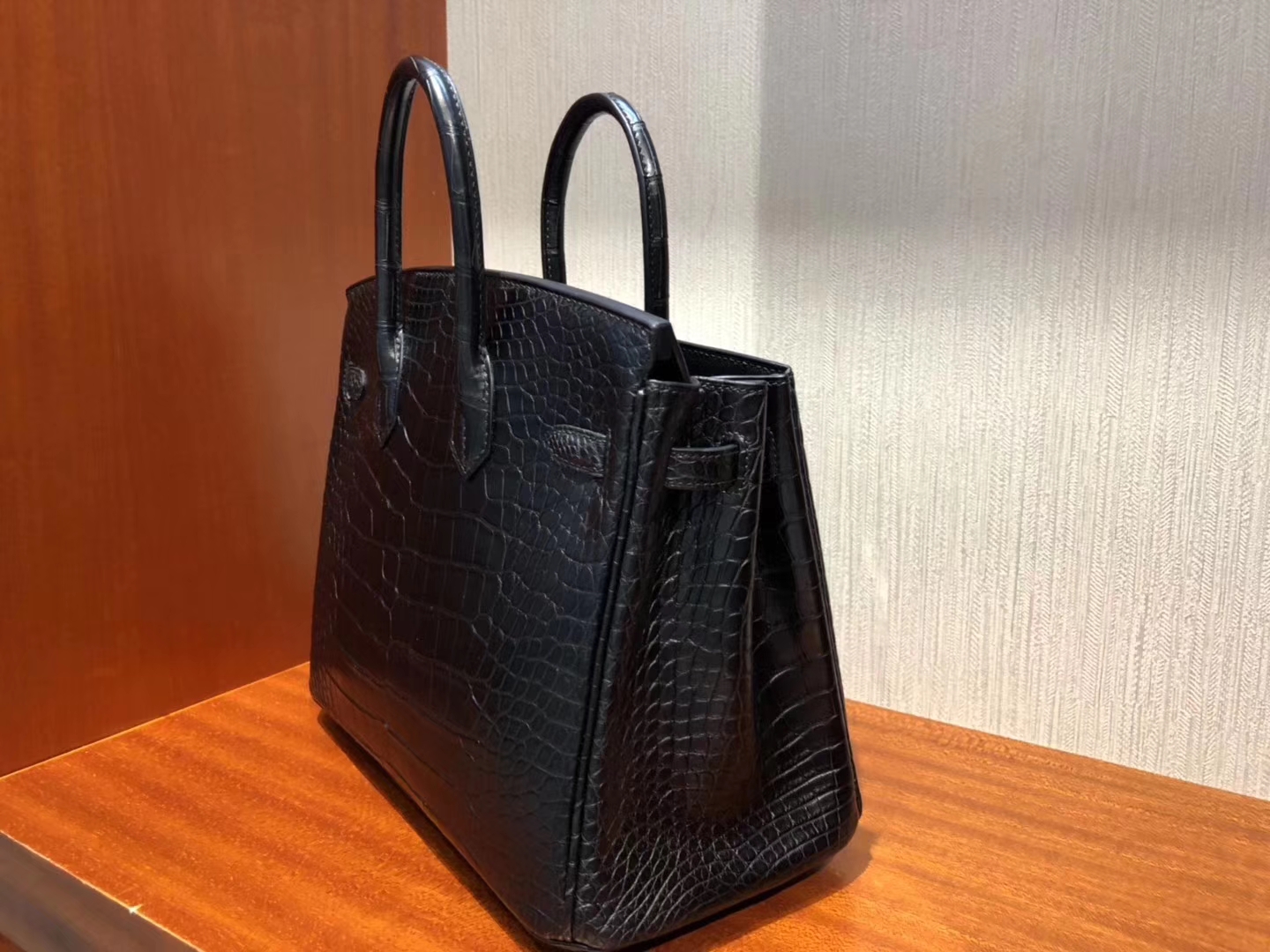 Wholesale Hermes Matt Crocodile Birkin25CM Tote Bag in CK89 Noir Gold Hardware