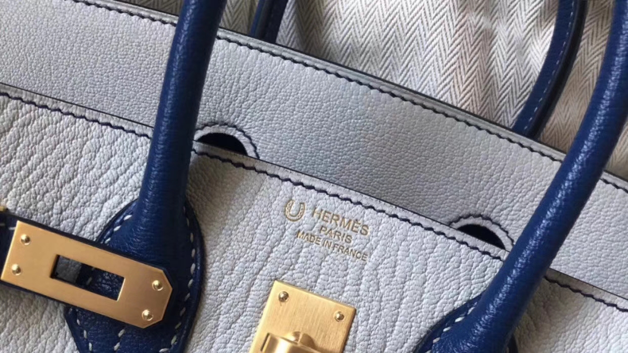 Discount Hermes Blue Glacier/Blue Saphir Hss Chever Birkin Bag25CM Gold Hardware
