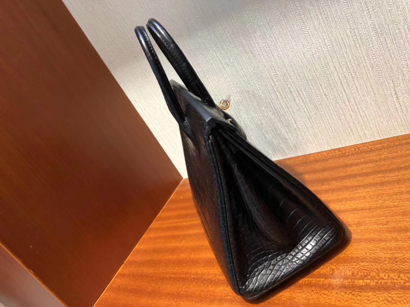 Discount Hermes CK89 Noir Matt Crocodile Birkin Bag25CM Gold Hardware