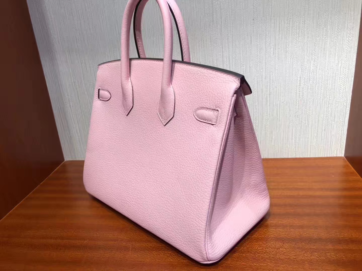 Discount Hermes Chevre Leather Birkin25CM Bag in 1Q Rose Confetti Silver Hardware