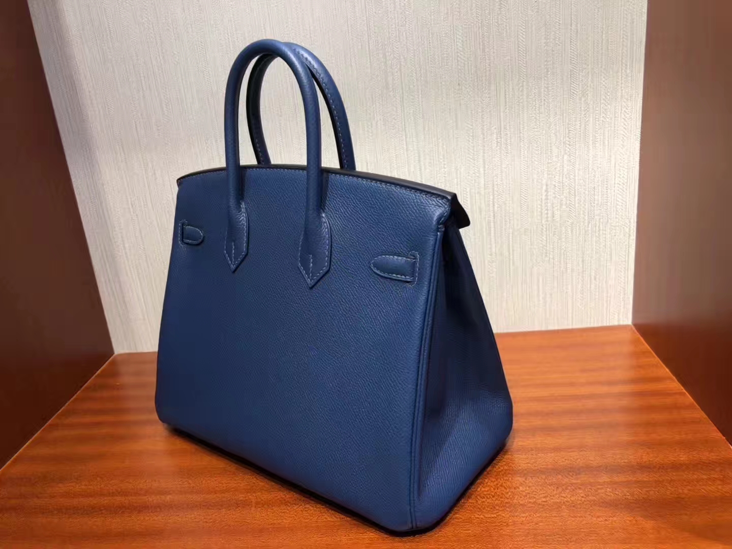 Fashion Hermes S4 Deep Blue Epsom Leather Birkin Bag25CM Silver Hardware