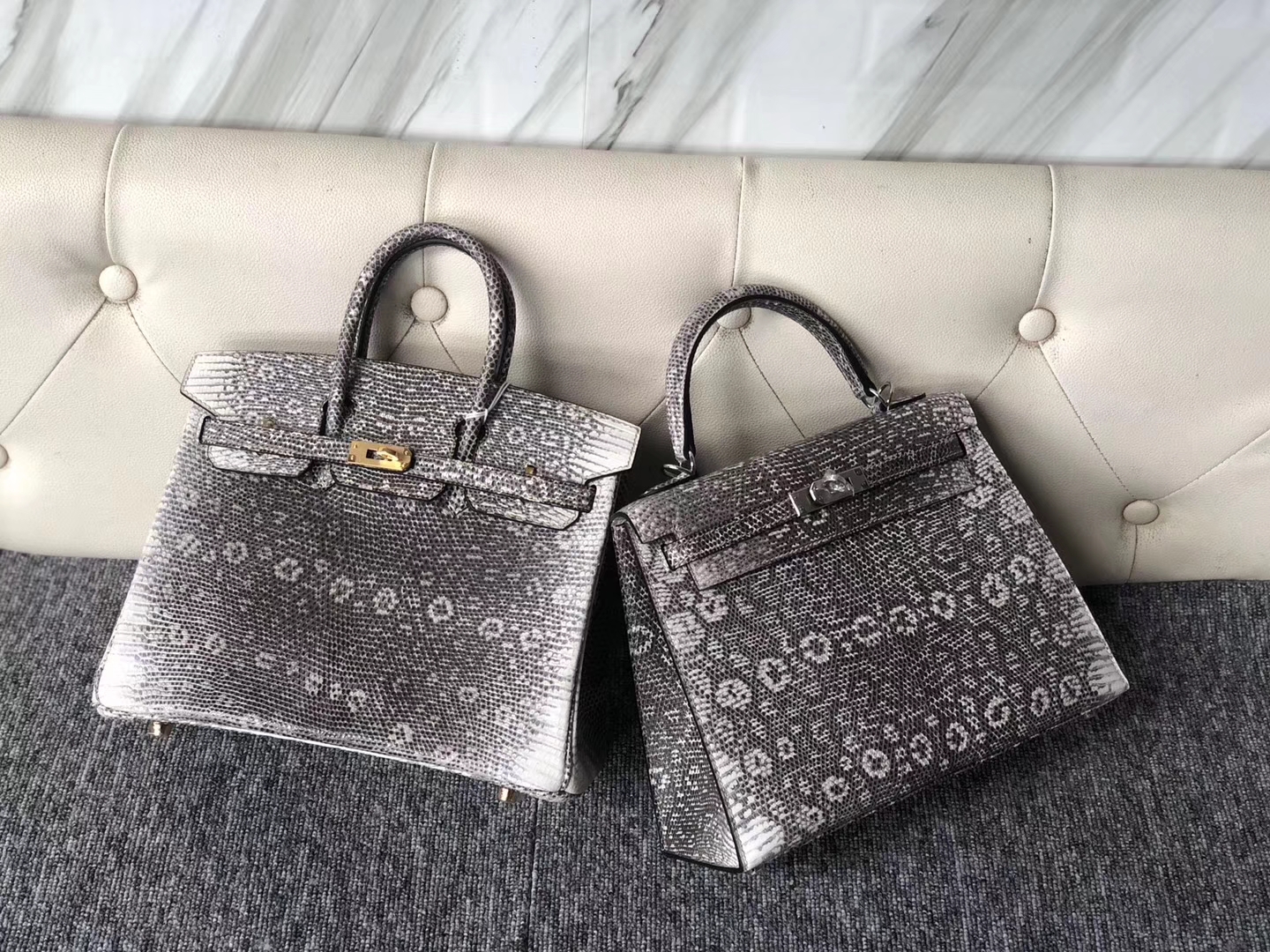 Hermes Himalaya Lizard Birkin25CM VS Hermes Lizard Kelly25CM Silver Hardware