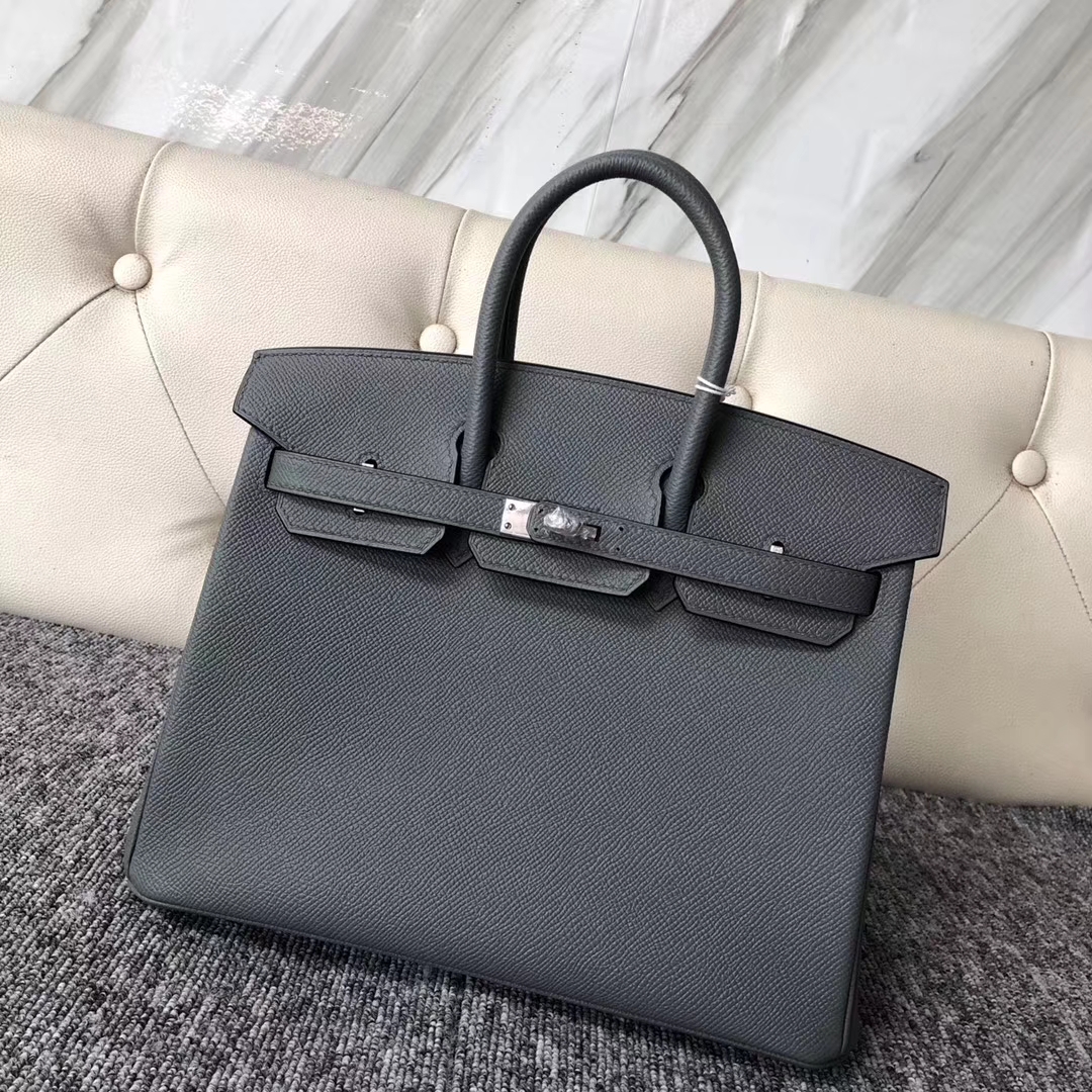 Customize Hermes Vert Apricot Epsom Birkin Bag25cm Silver Hardware