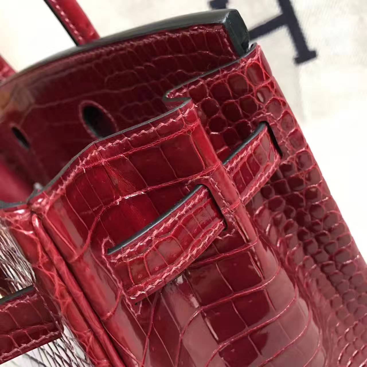 On Sale Hermes F5 Bourgogne Porosus Crocodile Shiny Leather Birkin Bag 30cm