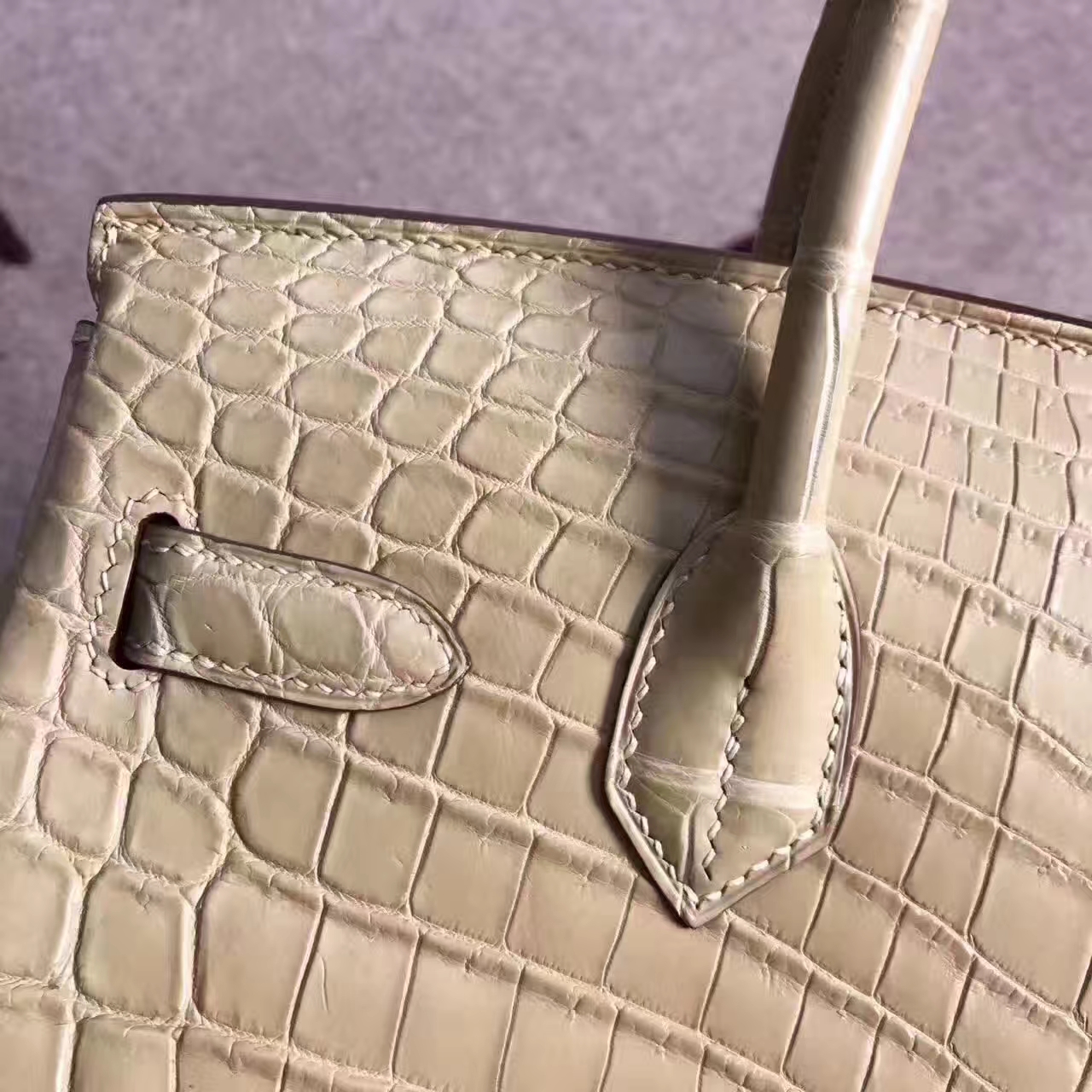 New Arrival Hermes Milk Tea Color Crocodile Matt Birkin Bag 30cm