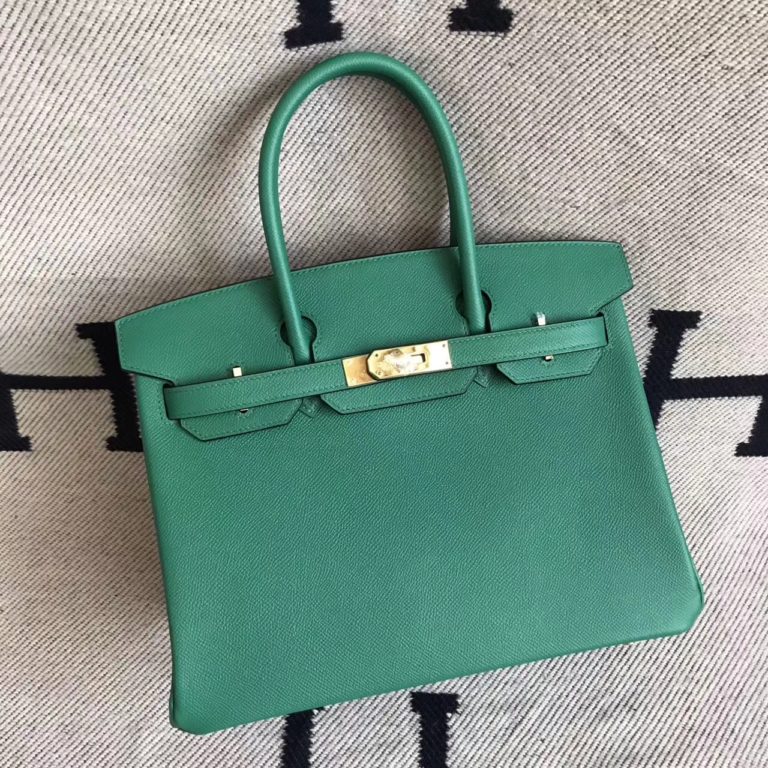 Hermes Epsom Leather Birkin 30cm Bag in 4U Mint Green