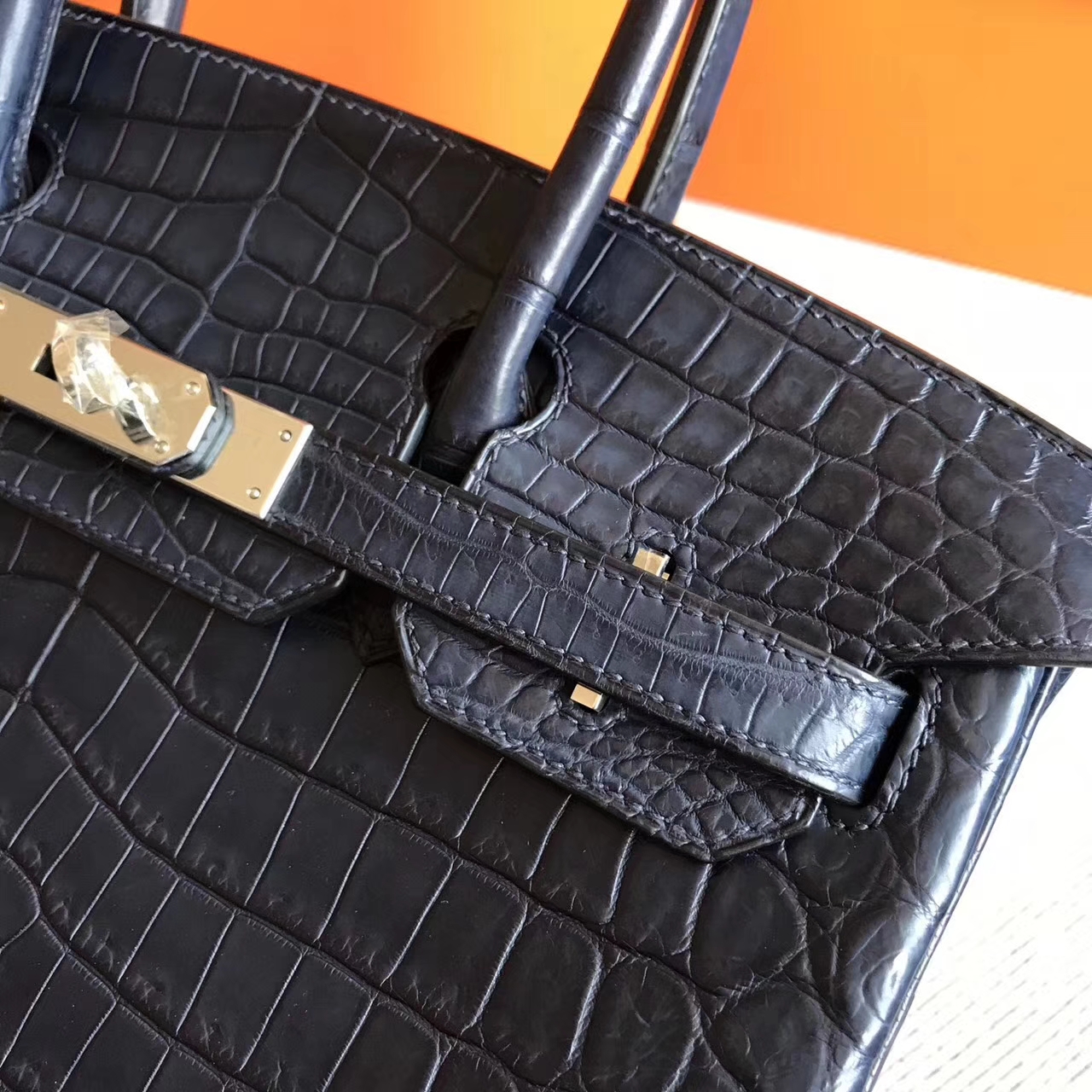 New Arrival Hermes Crocodile Matt Leather Birkin Bag30cm in Dark Blue