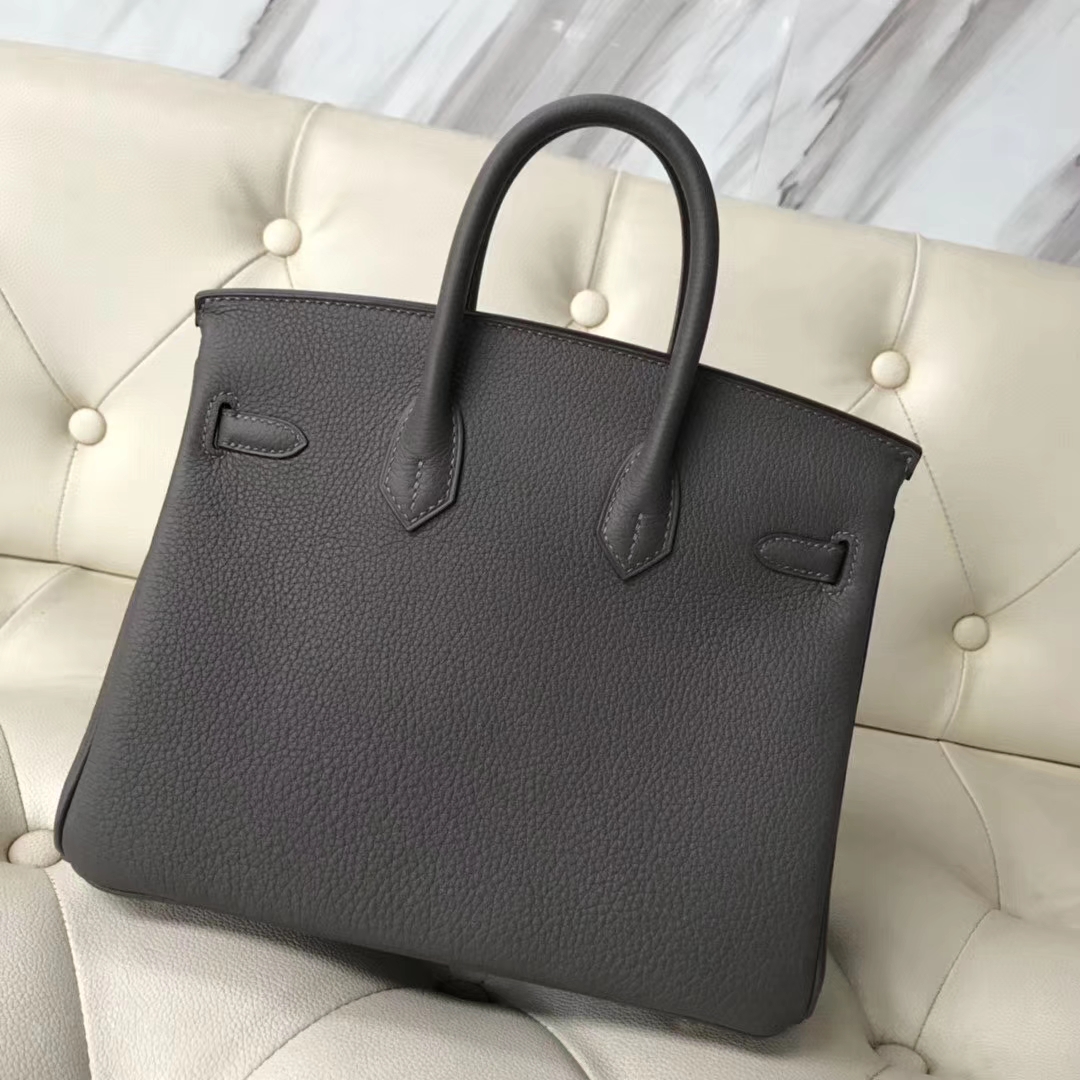 Wholesale Hermes 8F Gris Etain Togo Calf Birkin Bag25cm Gold Hardware