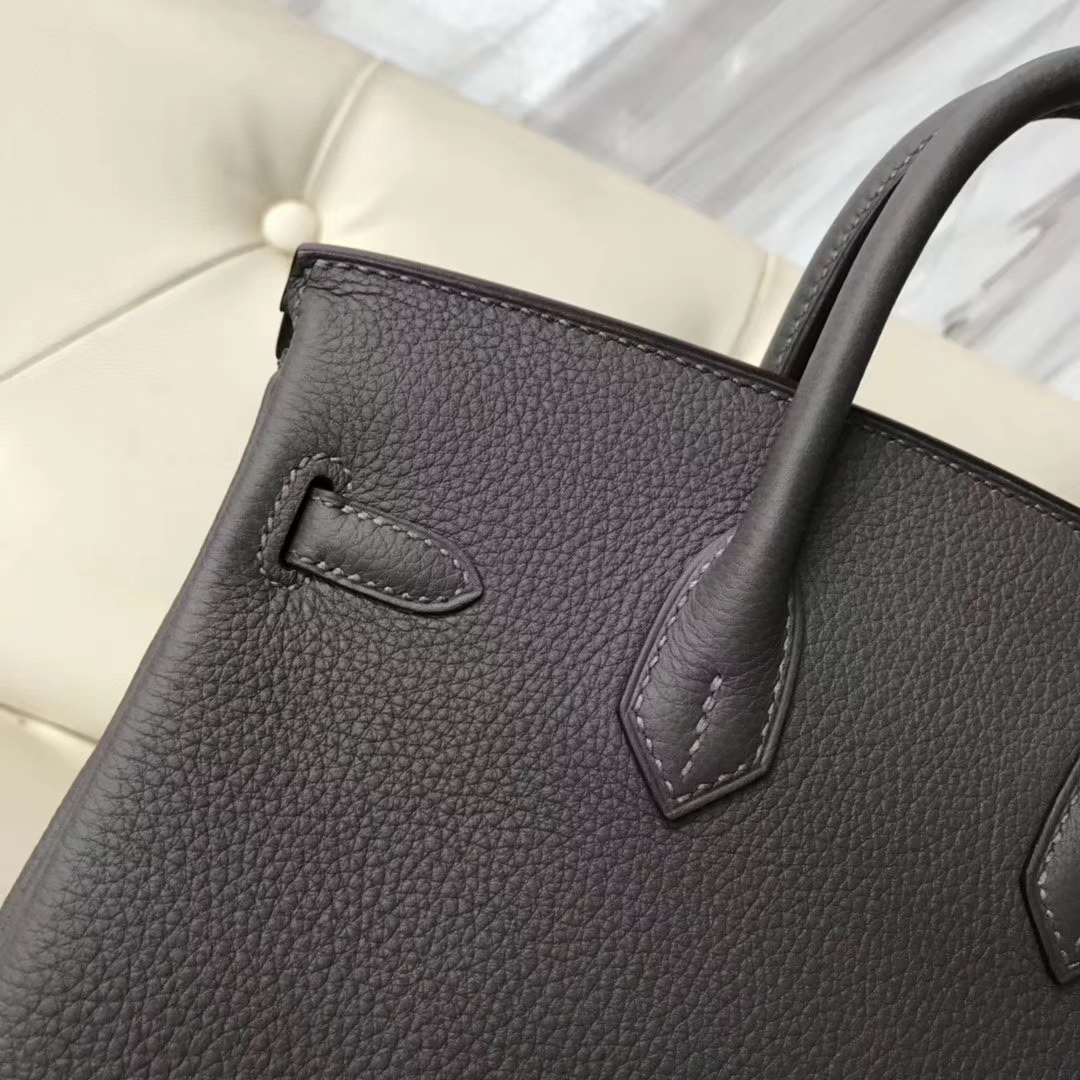 Wholesale Hermes 8F Gris Etain Togo Calf Birkin Bag25cm Gold Hardware