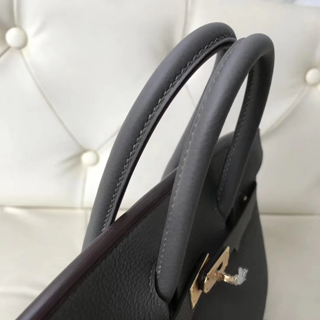 Wholesale Hermes 8F Gris Etain Togo Calf Birkin Bag25cm Gold Hardware