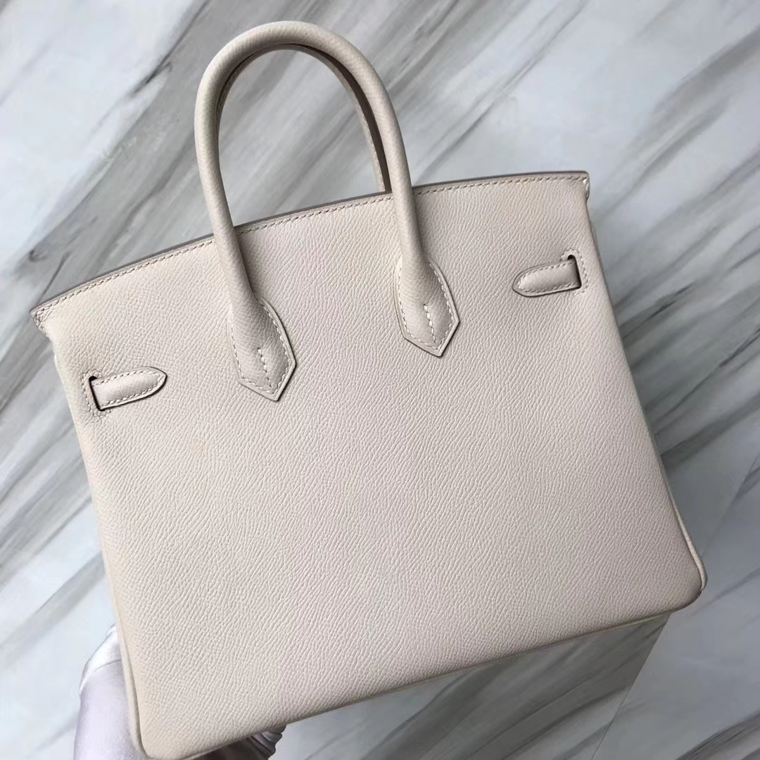 Fashion Hermes CK10 Craie White Epsom Calf Birkin Bag25CM Gold Hardware