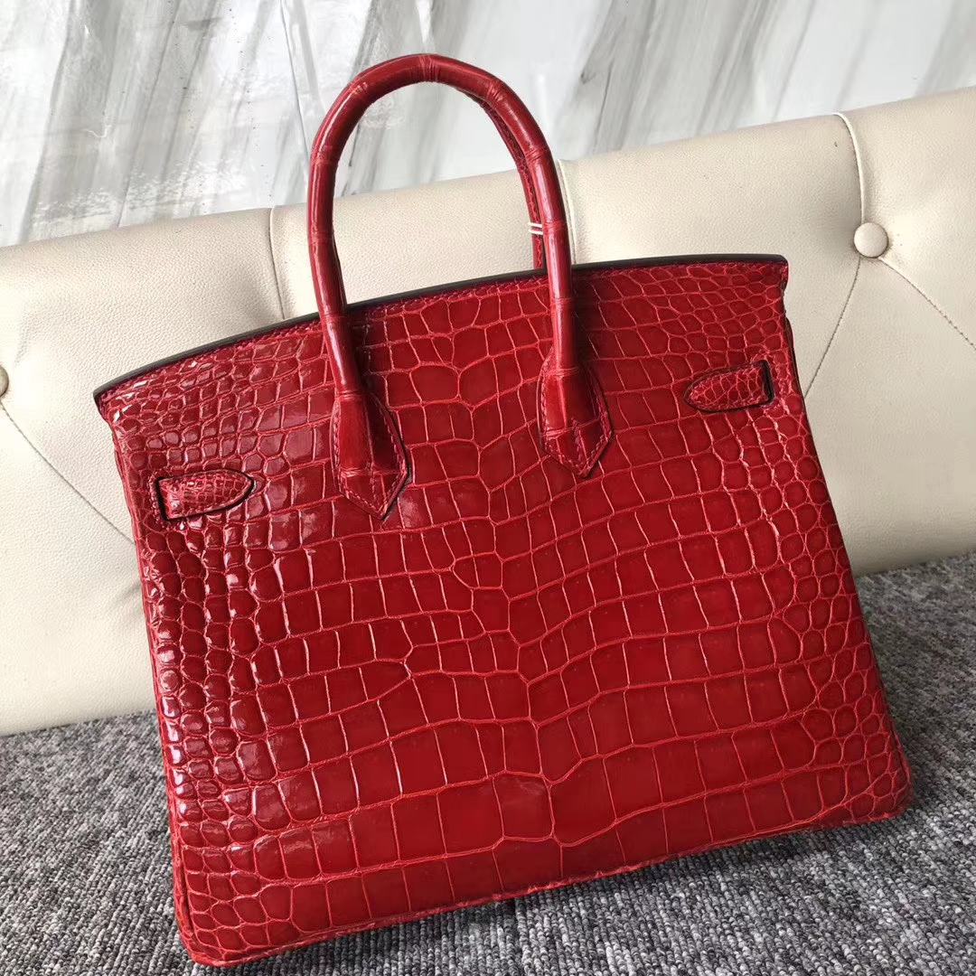 Wholesale Hermes CK95 Braise Shiny Crocodile Birkin Bag25CM Gold Hardware