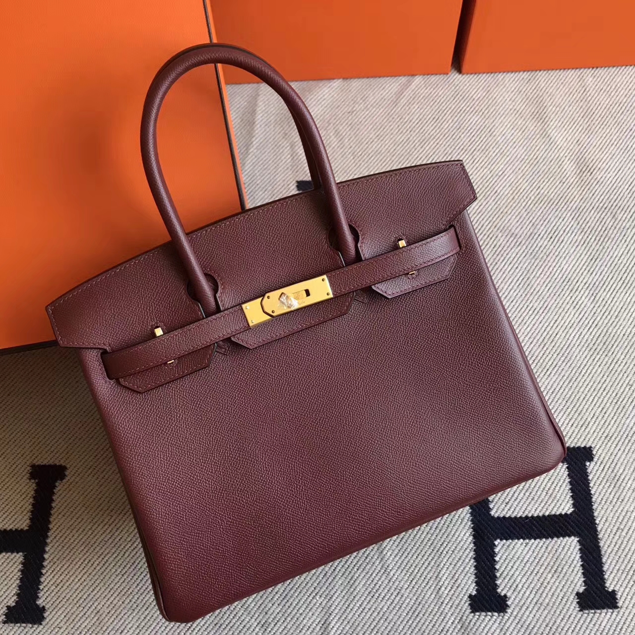 Sale Hermes Birkin30cm Bag in CK57 Rouge Hermes Epsom Leather