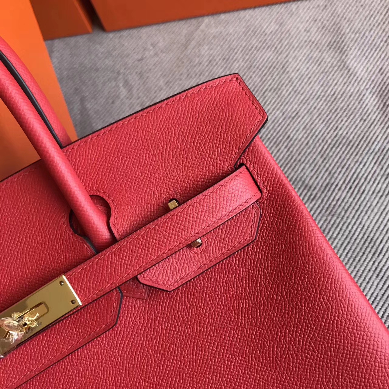 Discount Hermes Epsom Leather Birkin30cm Handbag in Q5 Rouge Casaque