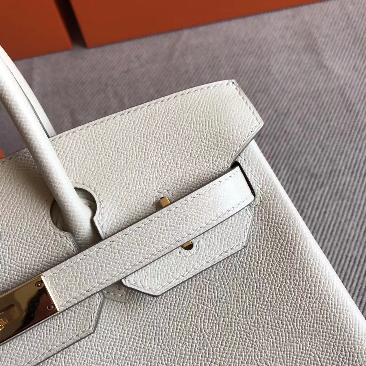 Hot Sale Hermes CK10 Carie White Epsom Leather Birkin30cm Bag