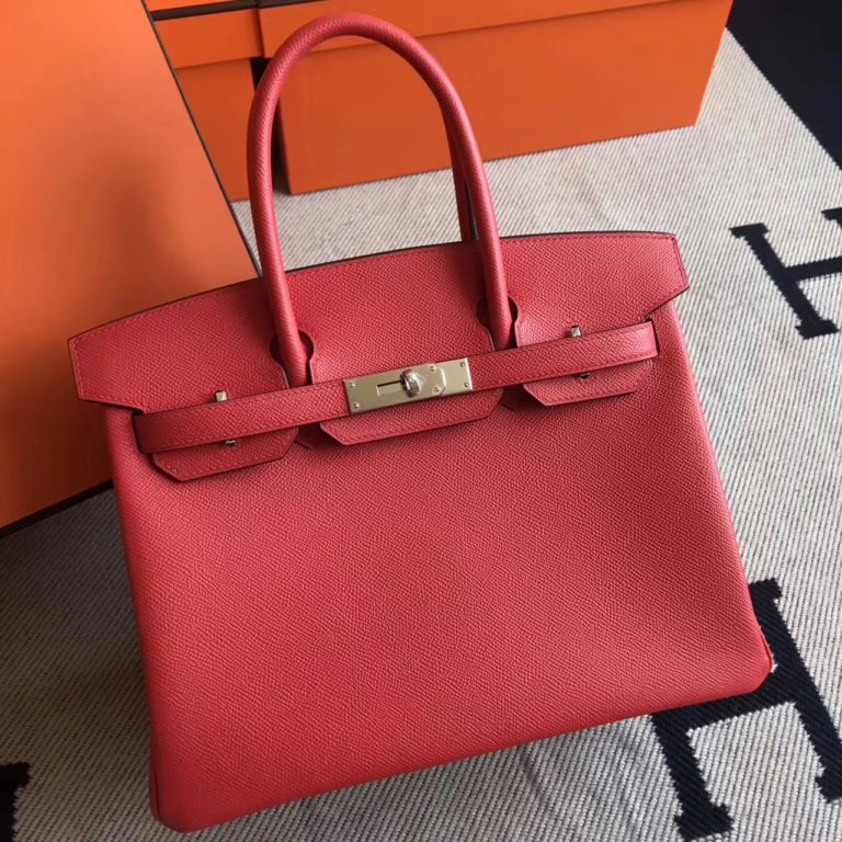 Hermes Epsom Leather Birkin 30cm Bag in T5 Peach Pink