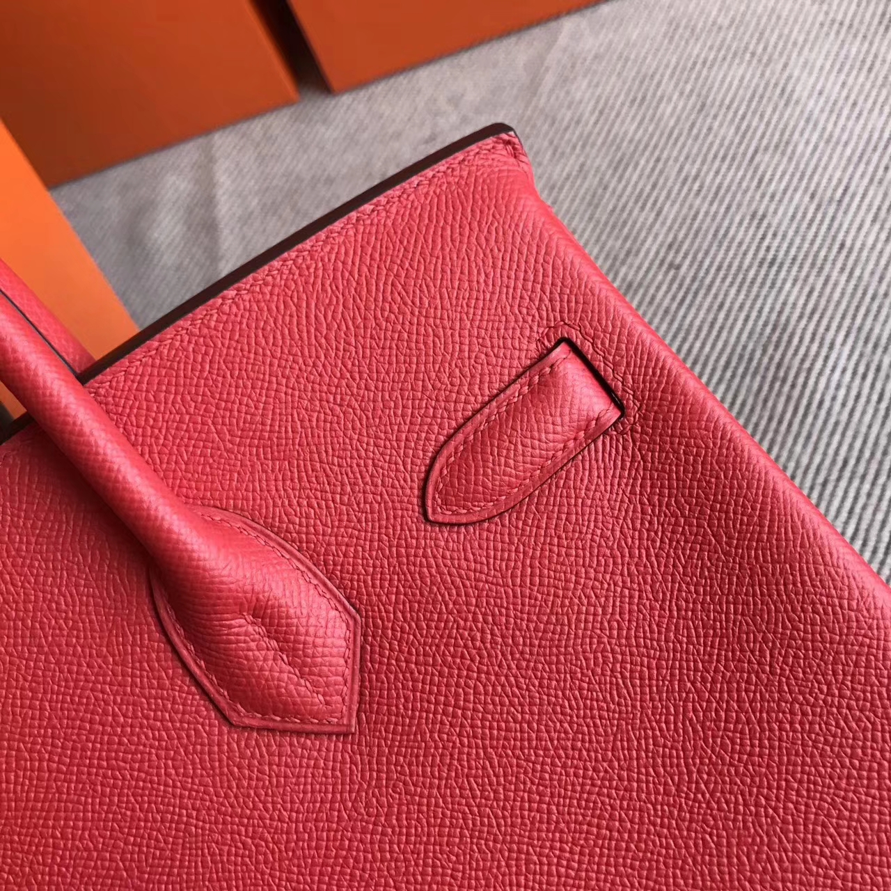 New Pretty Hermes Epsom Leather Birkin30cm Bag in T5 Peach Pink