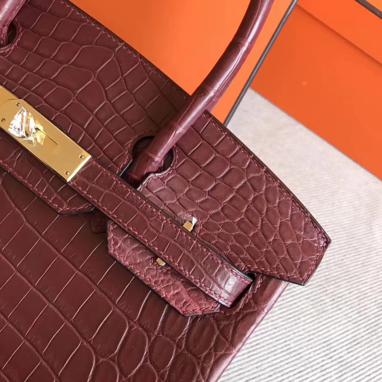 Wholesale Hermes CK55 Rouge Hermes Crocodile Matt Leather Birkin Bag30cm