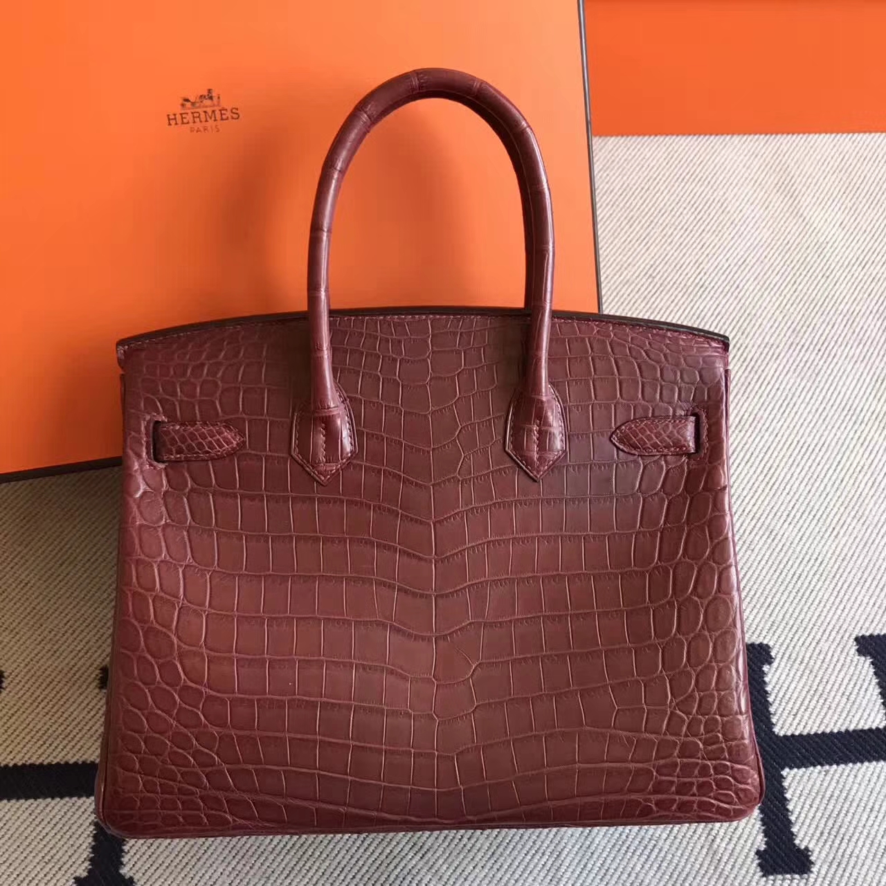 Wholesale Hermes CK55 Rouge Hermes Crocodile Matt Leather Birkin Bag30cm