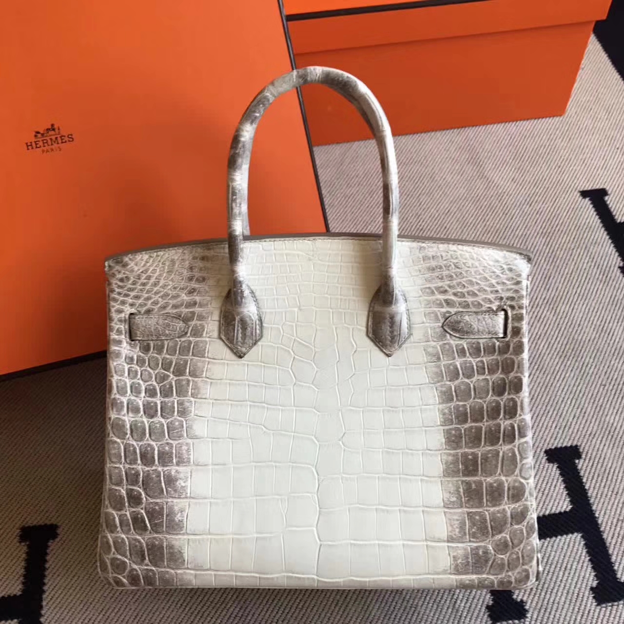 Noble Hermes Himalaya Color Crocodile Leather Birkin30cm Tote Bag