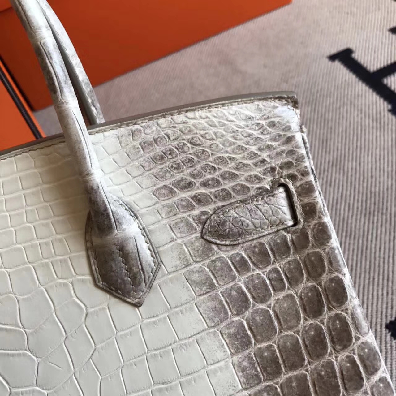 Noble Hermes Himalaya Color Crocodile Leather Birkin30cm Tote Bag