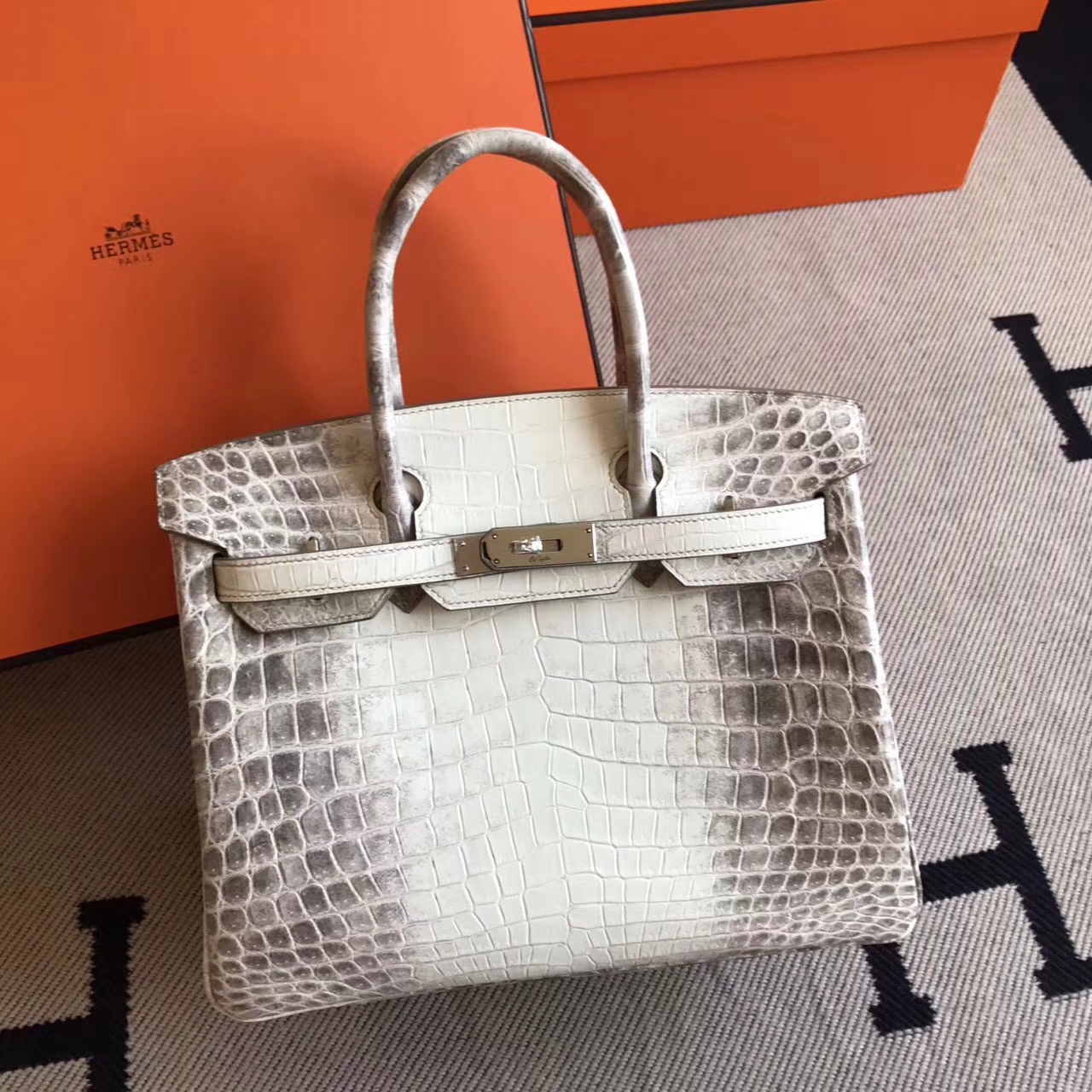 Hermes Himalaya Color Crocodile Leather Birkin 30cm Tote Bag - HoooBags.com