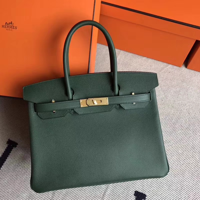 On Sale Hermes Epsom Leather Birkin30cm Bag in 2Q English Green