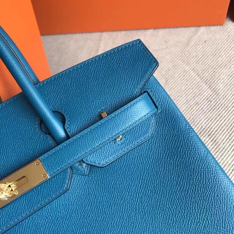Hermes Birkin Bag 30cm in 7W Blue Izmir Epsom Leather Gold Hardware
