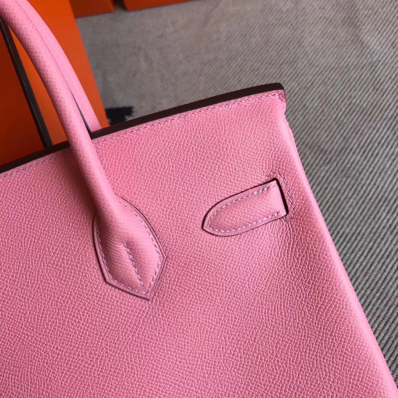 Hermes 1Q Rose Confetti Epsom Leather Birkin30cm Bag Gold Hardware