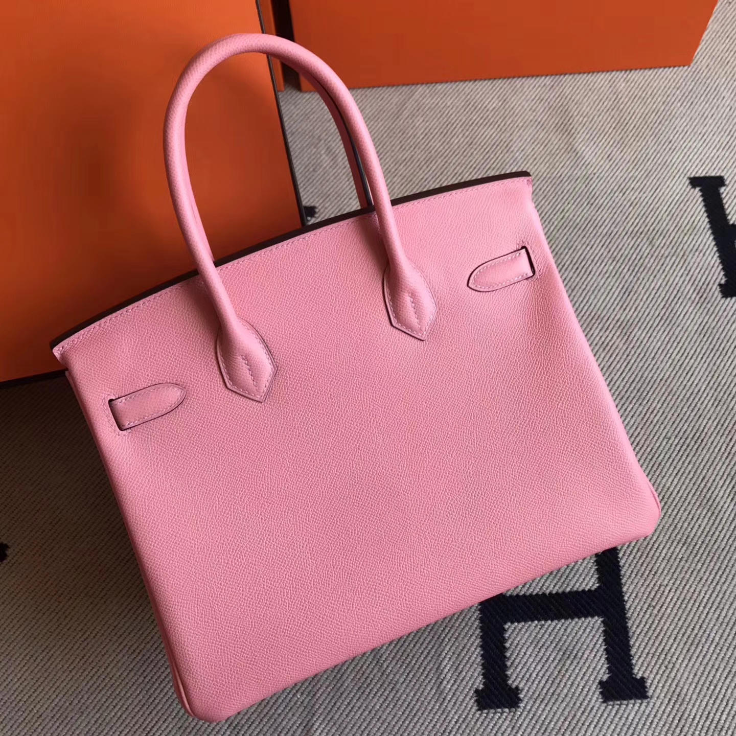 Beautiful Hermes Epsom Calfskin Leather Birkin Bag30cm in 1Q Rose Confetti