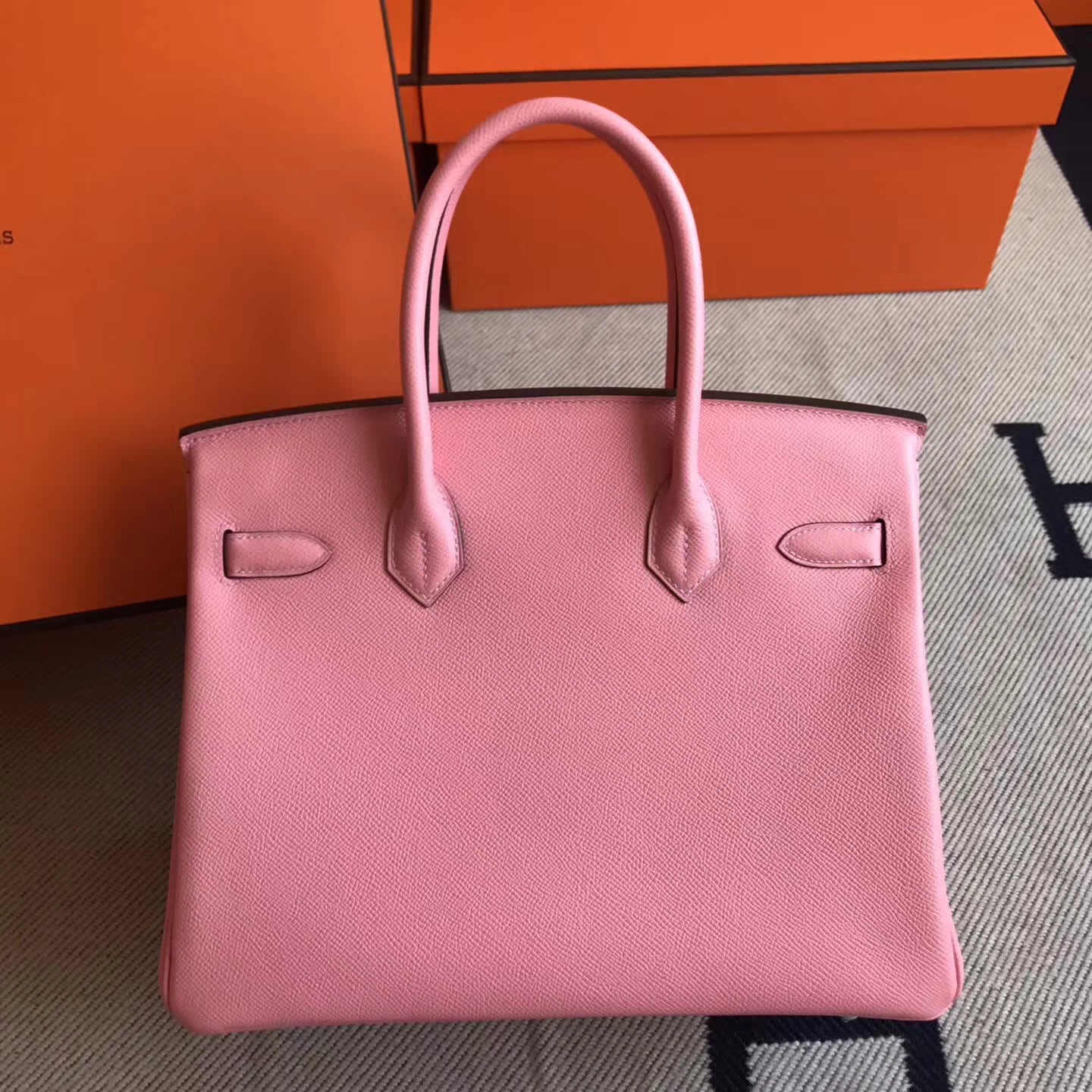 Beautiful Hermes Epsom Calfskin Leather Birkin Bag30cm in 1Q Rose Confetti