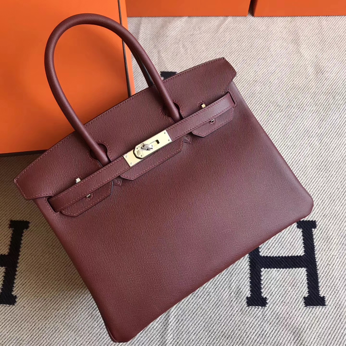 Wholesale Hermes Birkin30cm Bag in CK55 Rouge Hermes Epsom Leather