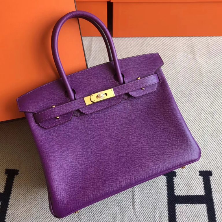Hermes P9 Anemone Purple Epsom Leather Birkin Tote Bag 30cm