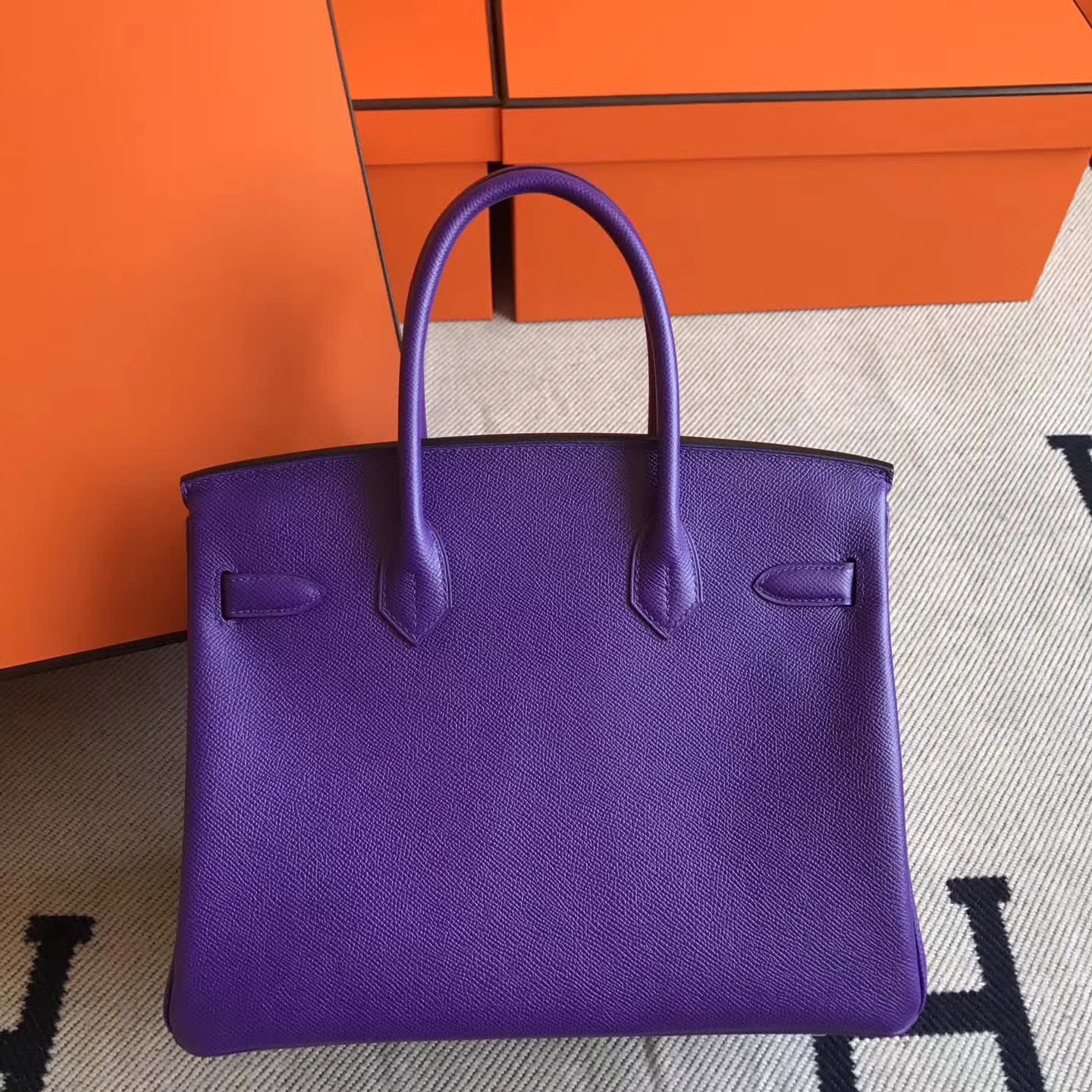 Elegant Hermes 9W Violet Epsom Leather Birkin Tote Bag 30cm Silver Hardware