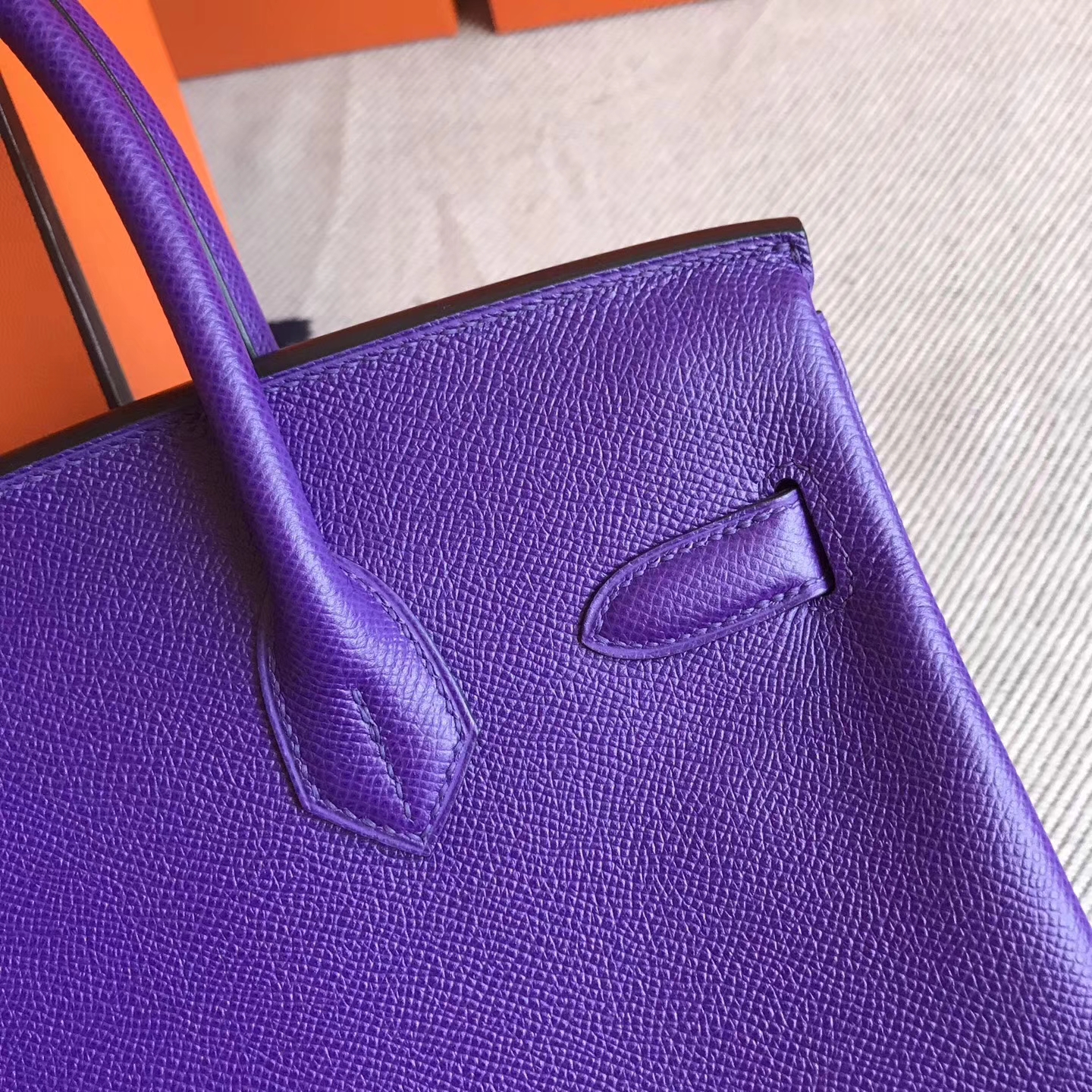 Elegant Hermes 9W Violet Epsom Leather Birkin Tote Bag 30cm Silver Hardware